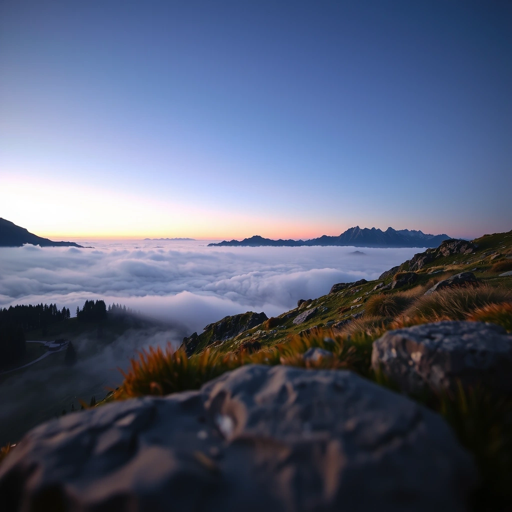 Alpine Landschaft in der Frühe